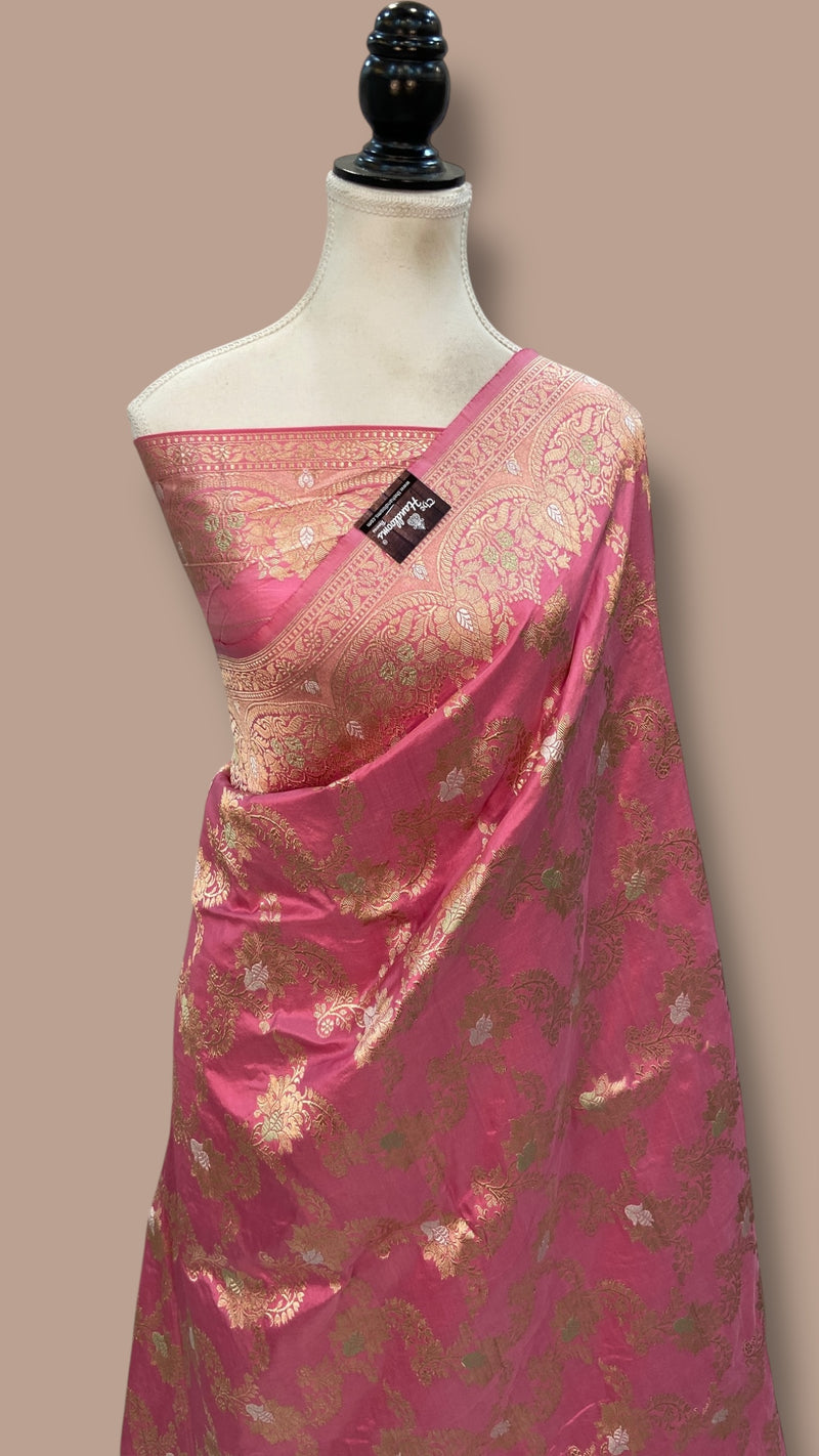 Pure Katan Silk Banarasi Handloom Saree - All over kadiyal Jaal work - The Handlooms