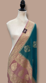 Pure Moonga Georgette Handloom Banarasi Dupatta - The Handlooms
