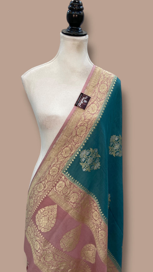 Pure Moonga Georgette Handloom Banarasi Dupatta - The Handlooms