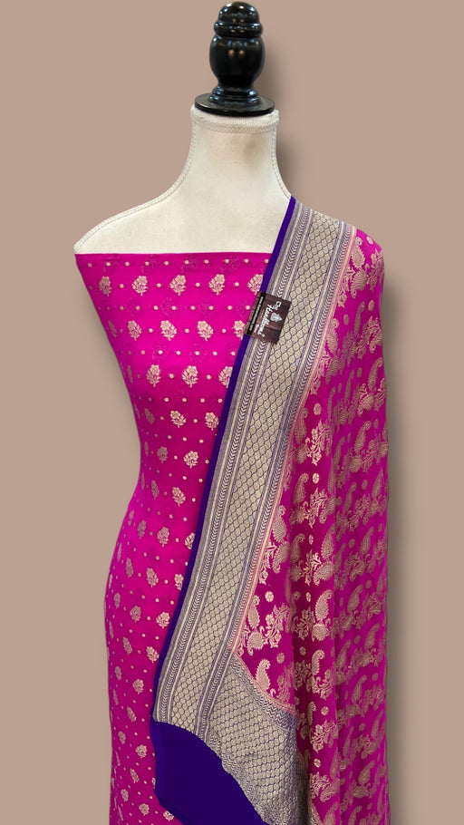 Khaddi Georgette Banarasi Dress material Water Zari - The Handlooms