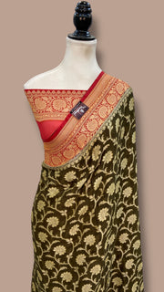 Pure Chiffon Khaddi Banarasi Saree - The Handlooms