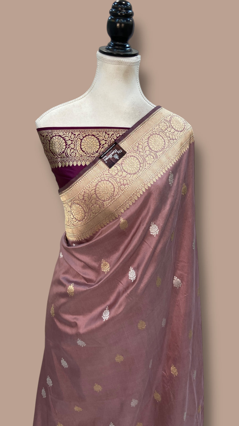 Pure Katan Silk Banarasi Handloom Saree - All Over Kadua Motifs - The Handlooms