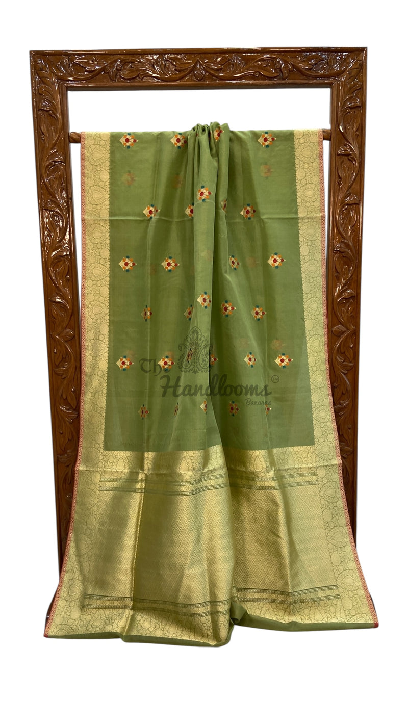 Pure Kora Handloom Banarasi All Over Kadua Motifs Saree - The Handlooms