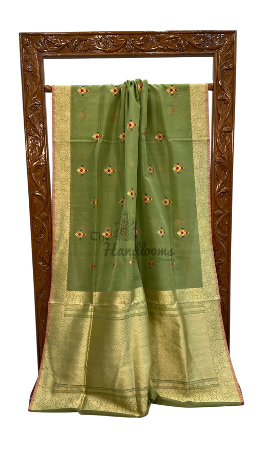 Pure Kora Handloom Banarasi All Over Kadua Motifs Saree - The Handlooms