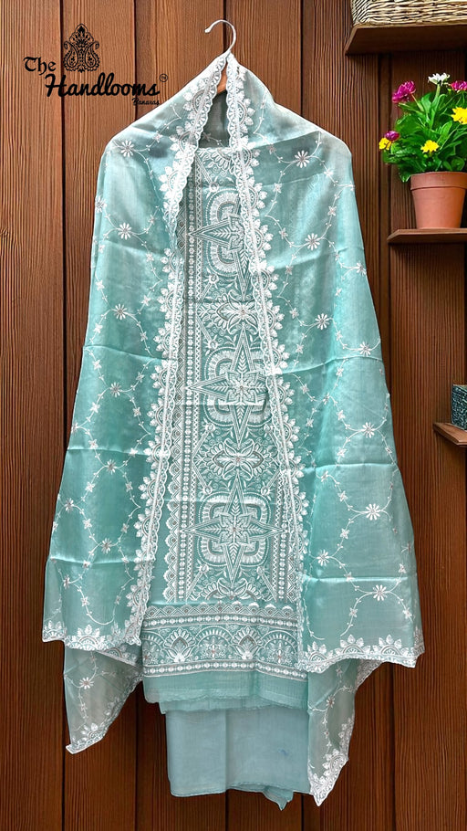 Pure Tussar Chikankari Handloom Banarasi Dress Material - The Handlooms