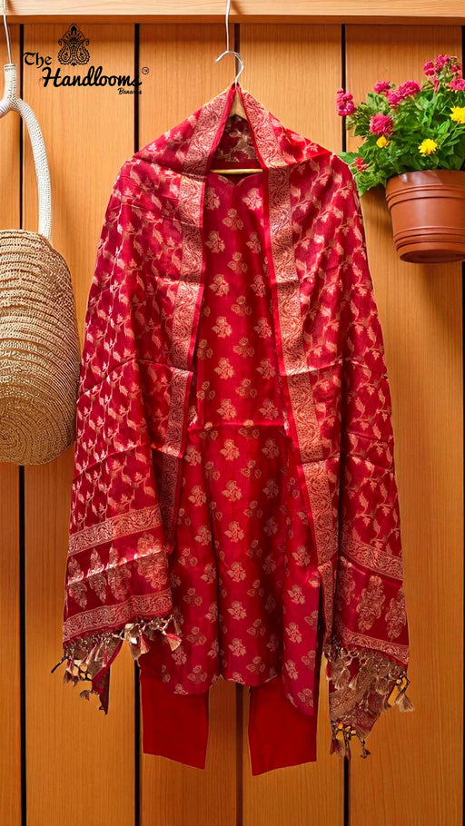 Pure Tussar Silk Banarasi Dress material - Stitched - The Handlooms