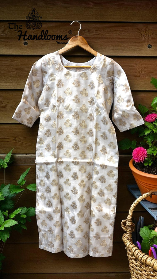 Pure Tussar Silk Banarasi Dress material - Stitched - The Handlooms