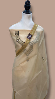 Pure Kora Tissue Handloom Banarasi Dress Material - Handwork - The Handlooms