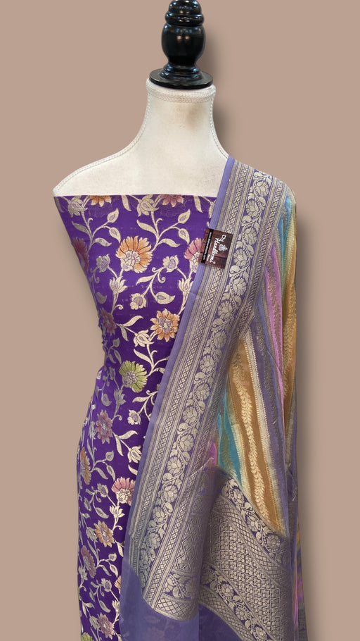 Khaddi Georgette Banarasi Dress material Water Zari - The Handlooms