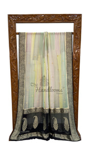 Pure Khaddi Georgette Handloom Banarasi Saree with water zari - The Handlooms