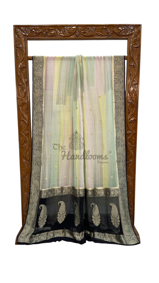 Pure Khaddi Georgette Handloom Banarasi Saree with water zari - The Handlooms