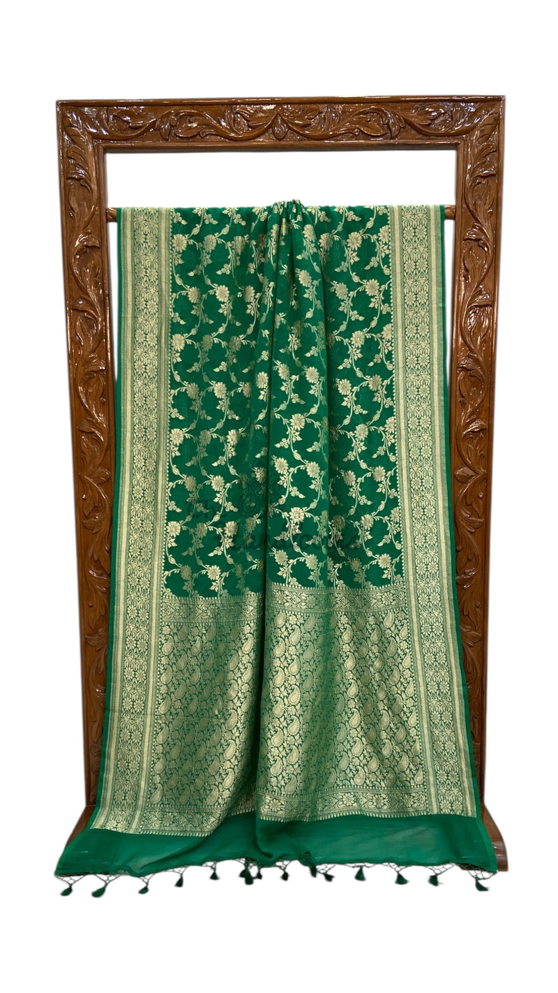 Pure Khaddi Georgette Handloom Banarasi Saree - Gold Zari - The Handlooms