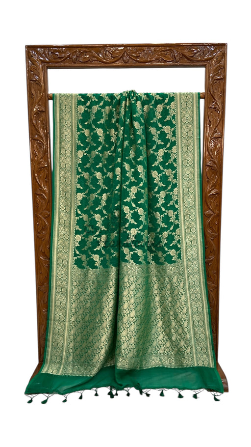 Pure Khaddi Georgette Handloom Banarasi Saree - Gold Zari - The Handlooms