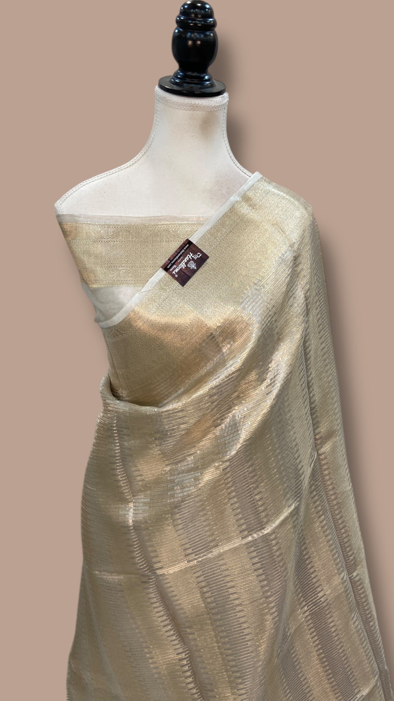 Pure Kora Tissue Tanchui Handloom Banarasi Saree - The Handlooms