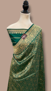 Regal Pure Katan Silk Banarasi Saree – Handwoven Tanchui Brocade l - The Handlooms
