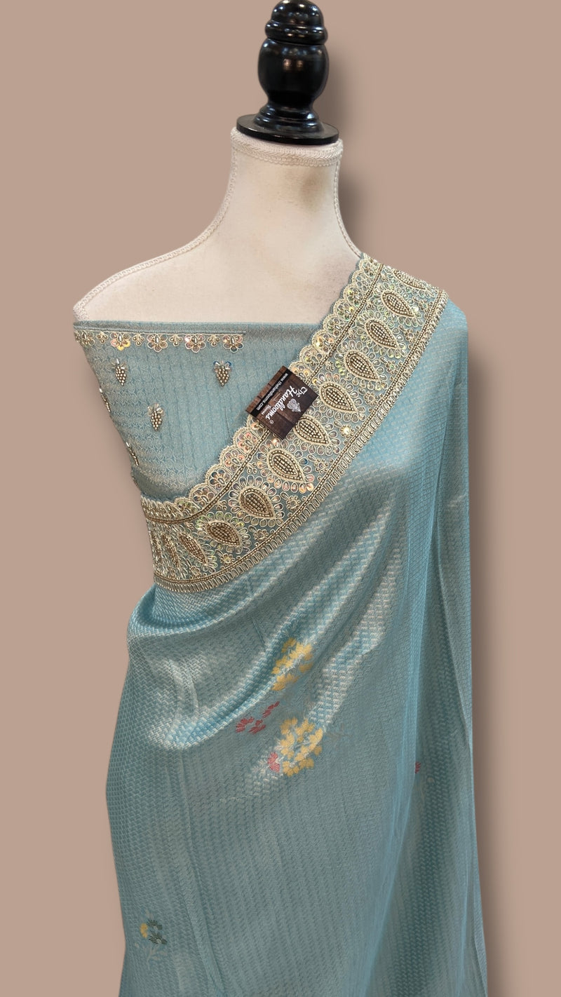 Banarasi Brocade Silk Saree with Exquisite Handwork - The Handlooms