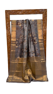 Pure Mango Silk Banarasi Handlokom Saree With Digital Print - The Handlooms