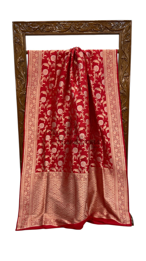 Pure Katan Silk Banarasi Handloom Saree - All Over Sona Roopa Jaal Work - The Handlooms
