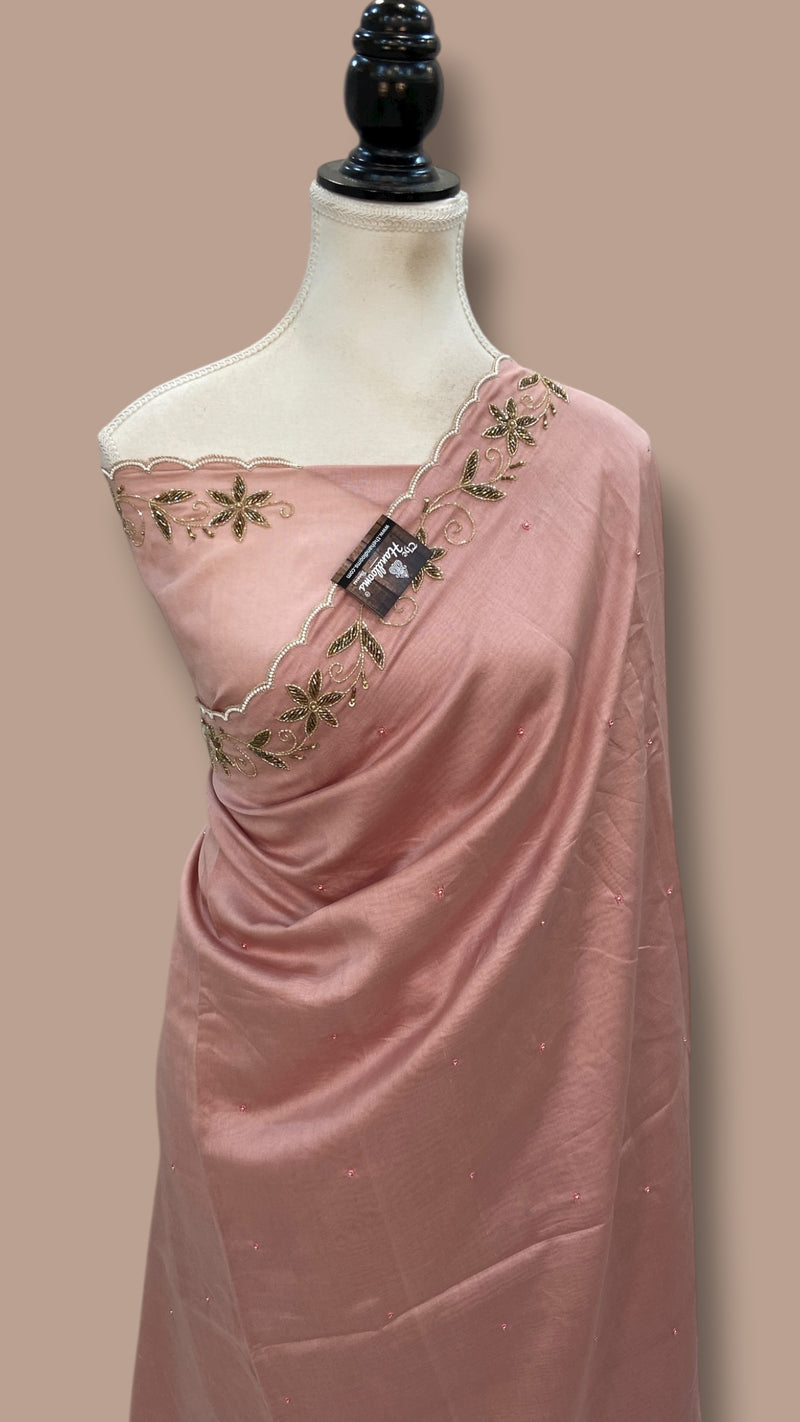 Pure Chanderi Cotton Handloom Banarasi Saree - Handwork