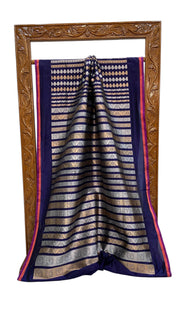 Navy Blue Nita Ambani Pure Katan Silk Banarasi Handloom Saree - All over Jaal work - With Meenakari - The Handlooms