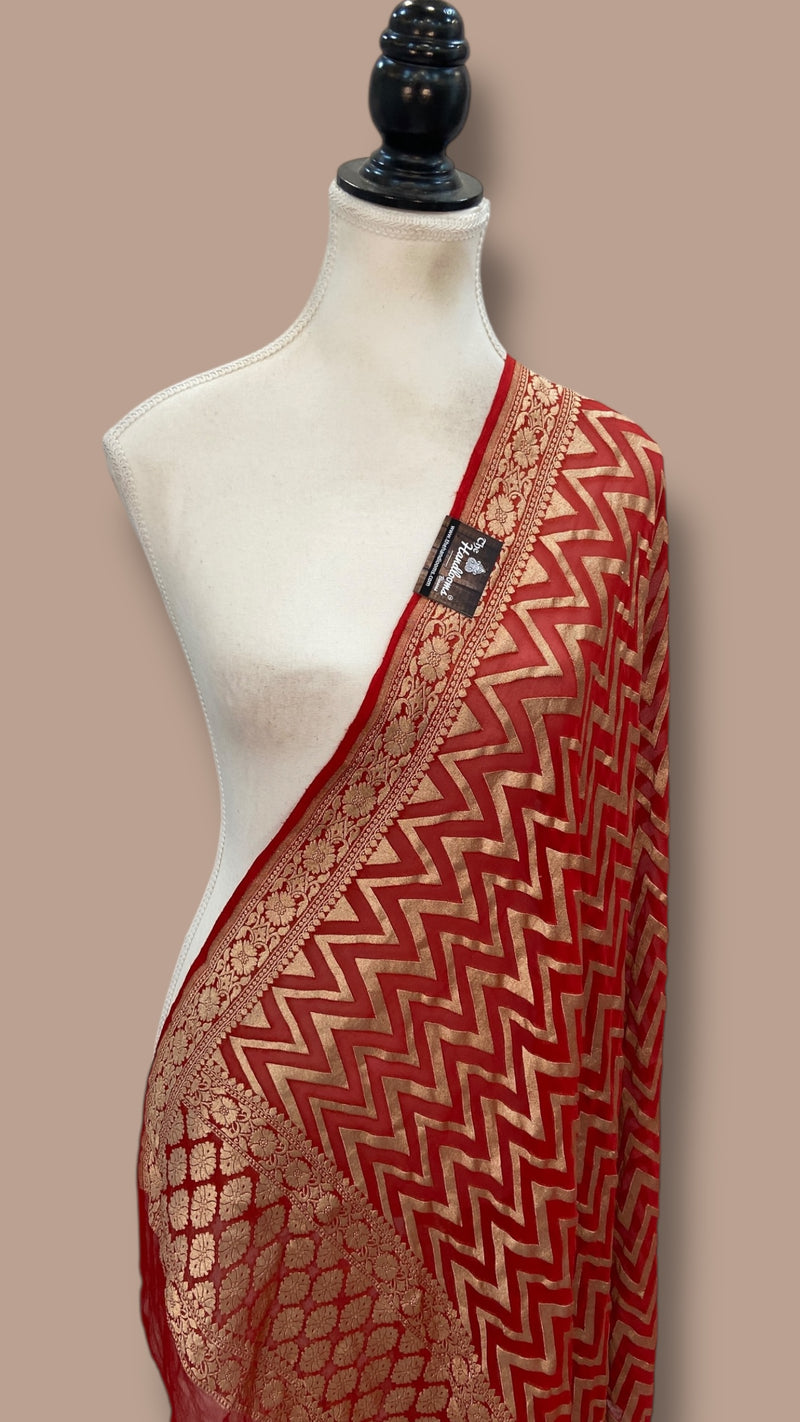 Pure Khaddi Georgette Handloom Dupatta - The Handlooms