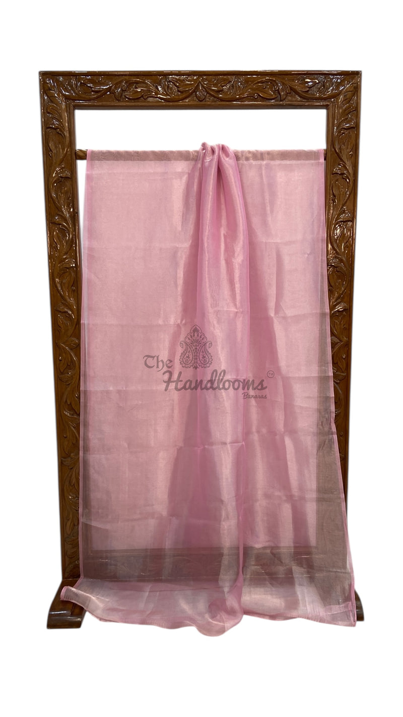 Pink Pure Kora Handloom Banarasi Saree - Plain