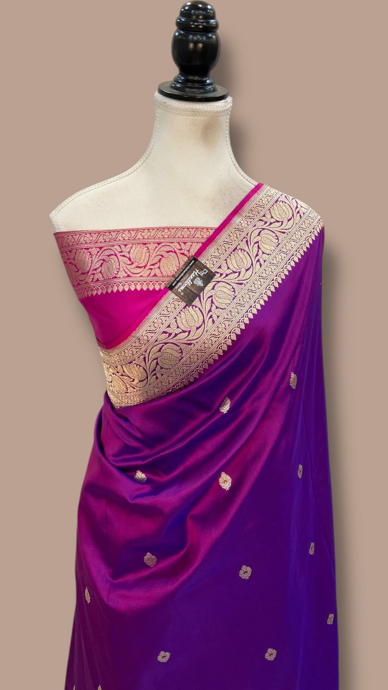 Pure Katan Silk Banarasi Handloom Saree - All Over Kadua Motifs - The Handlooms