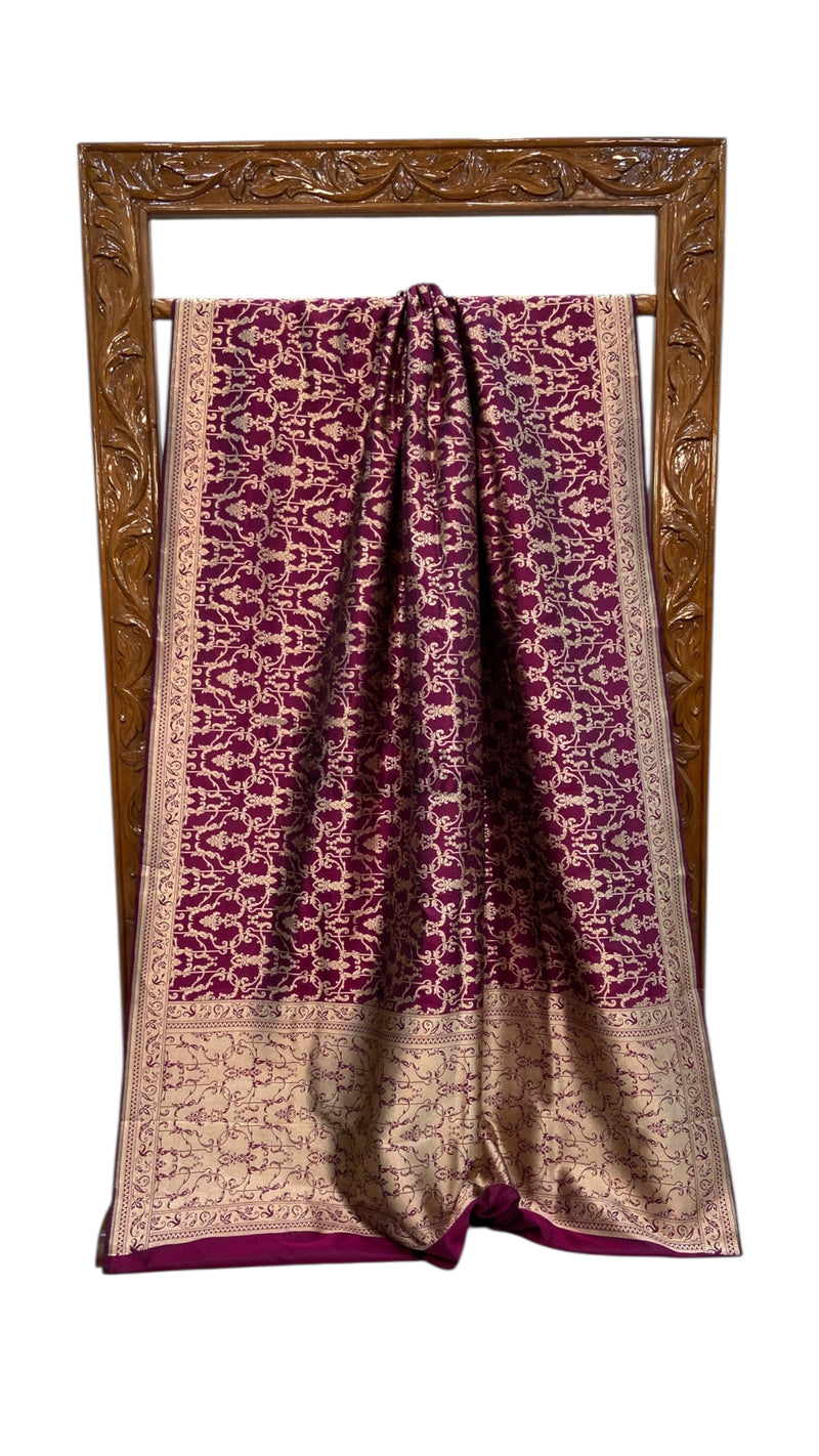Pure Katan Silk Banarasi Handloom Saree - All Over Jaal Work