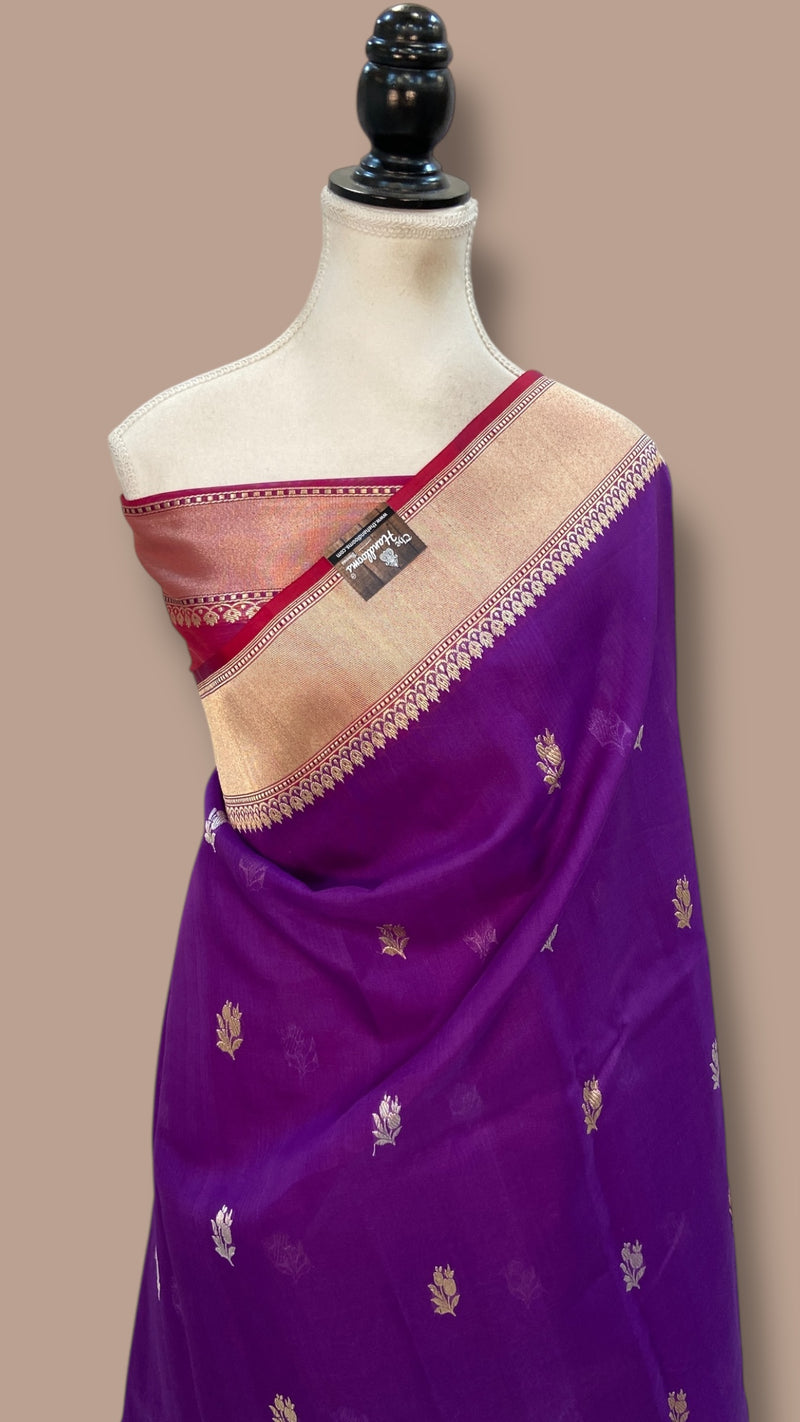 Pure Kora Handloom Banarasi All Over Kadua Motifs Saree