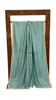 Pure Katan Chiniya Silk Handloom Banarasi Saree with Handwork - The Handlooms