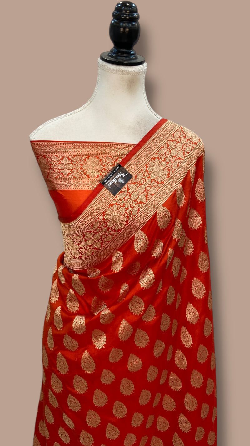 Pure Katan Silk Banarasi Handloom Saree - All Over Jaal Work - The Handlooms