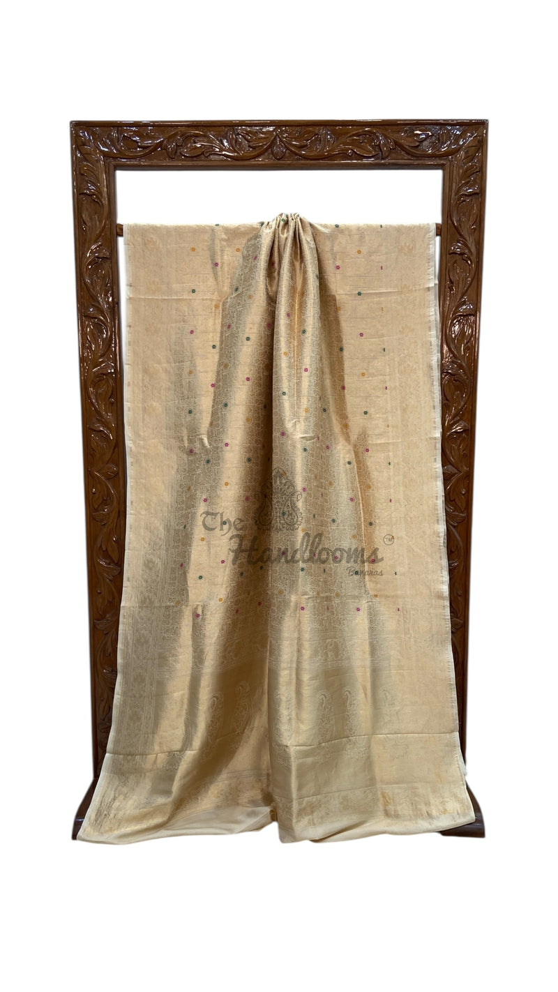 Regal Pure Katan Silk Banarasi Saree – Handwoven Tanchui Brocade with Meenakari Work - The Handlooms
