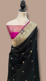 Pure Katan Silk Banarasi Handloom Saree - All Over Kadua Motifs - The Handlooms