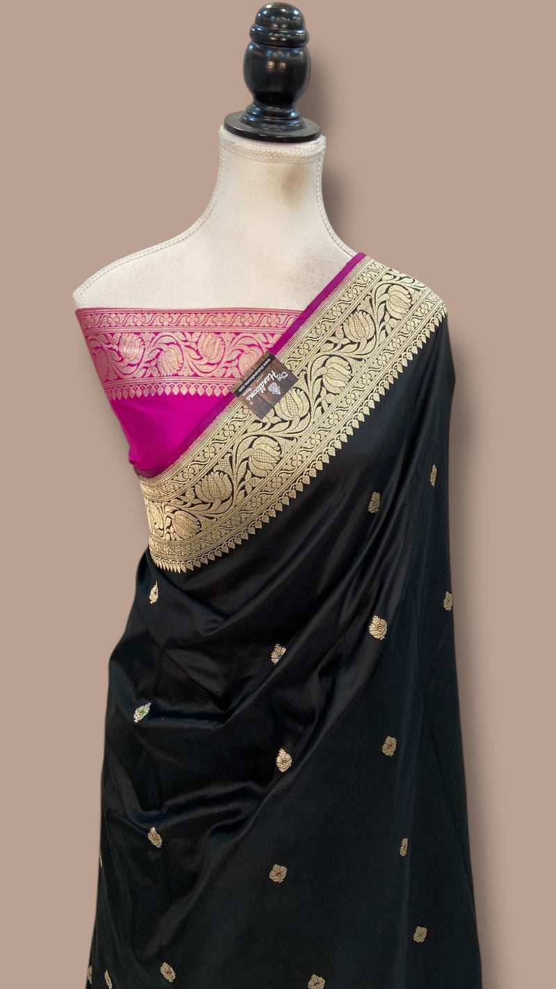 Pure Katan Silk Banarasi Handloom Saree - All Over Kadua Motifs - The Handlooms