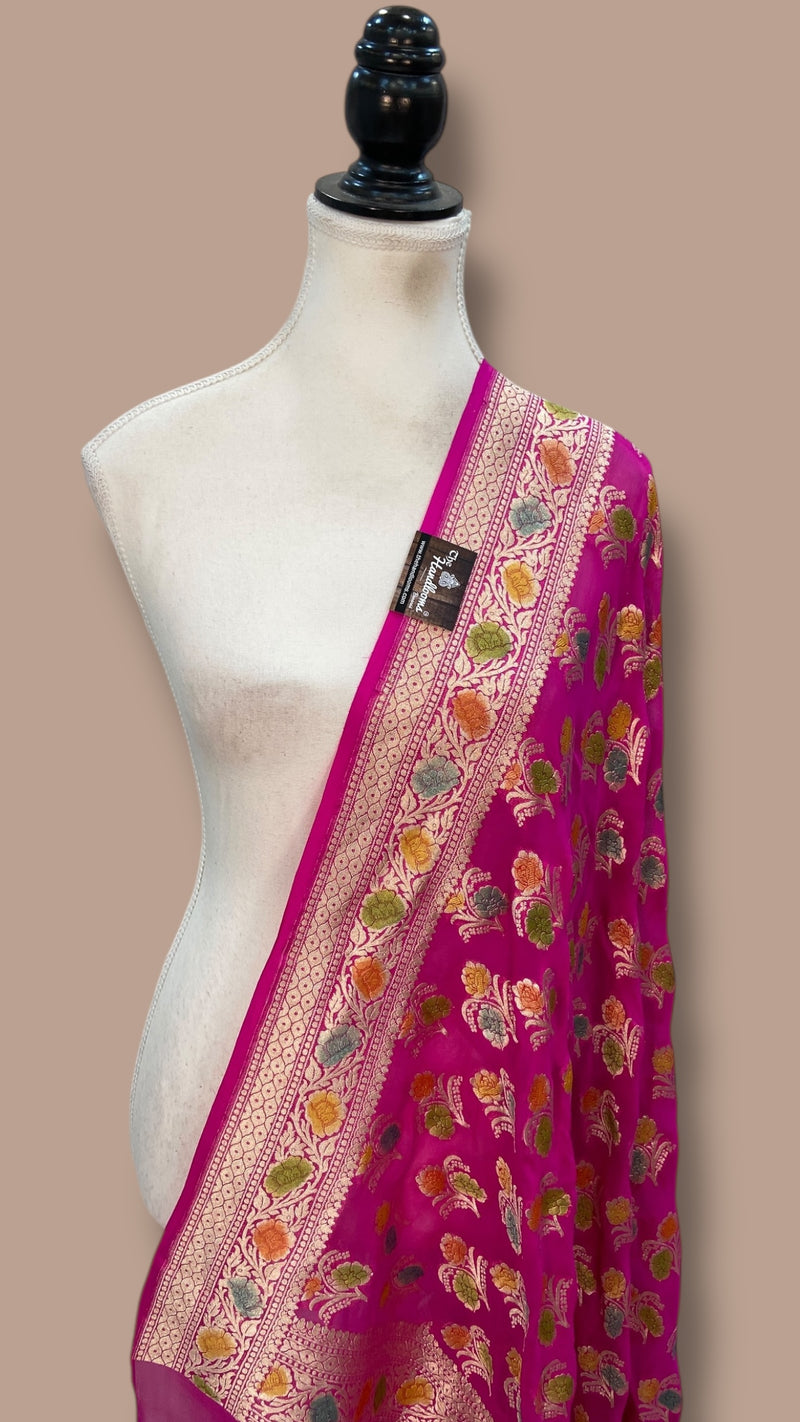 Khaddi Georgette Handloom Banarasi Dupatta - The Handlooms