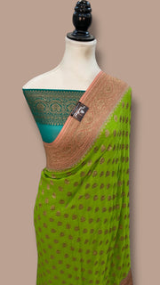 Khaddi Georgette Banarasi Saree -  Antique zari - The Handlooms