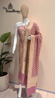 Pure Khaddi Georgette Handloom Banarasi Dress Material With Katdana,Zardozi,Stone,Diamond,Dapka - The Handlooms