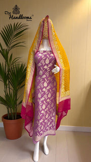 Khaddi Georgette Banarasi Dress material Water Zari - The Handlooms