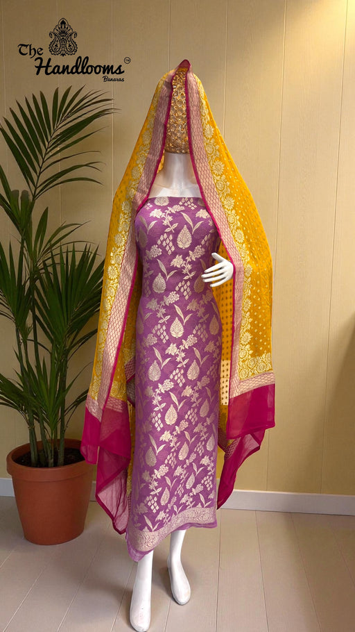 Khaddi Georgette Banarasi Dress material Water Zari - The Handlooms