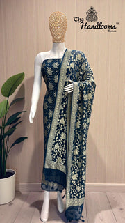 Khaddi Georgette Banarasi Dress material Water Zari - The Handlooms