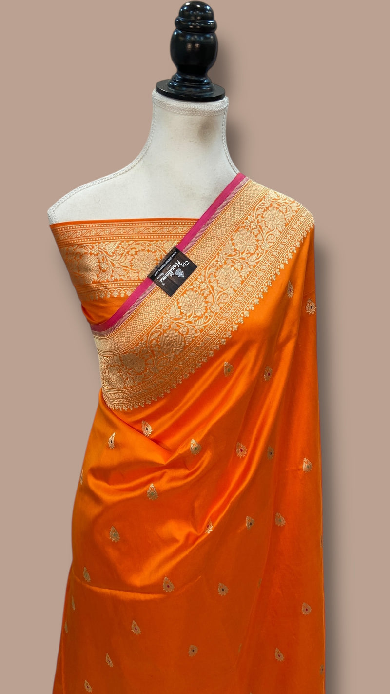 Pure Katan Silk Handloom Banarasi Saree - All Over Kadua Motifs With Meenakari - The Handlooms