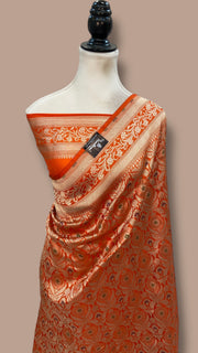 Regal Pure Katan Silk Banarasi Saree – Handwoven Tanchui Brocade with Meenakari Work - The Handlooms