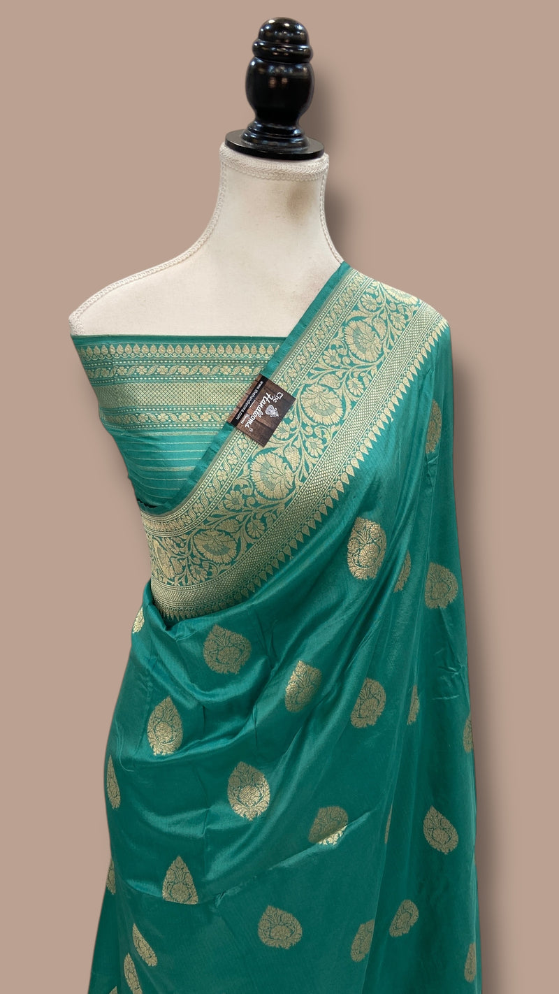 Pure Katan Silk Banarasi Handloom Saree - All Over Boota Work - The Handlooms