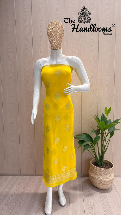 Khaddi Georgette Banarasi Dress material with Meenakari - The Handlooms