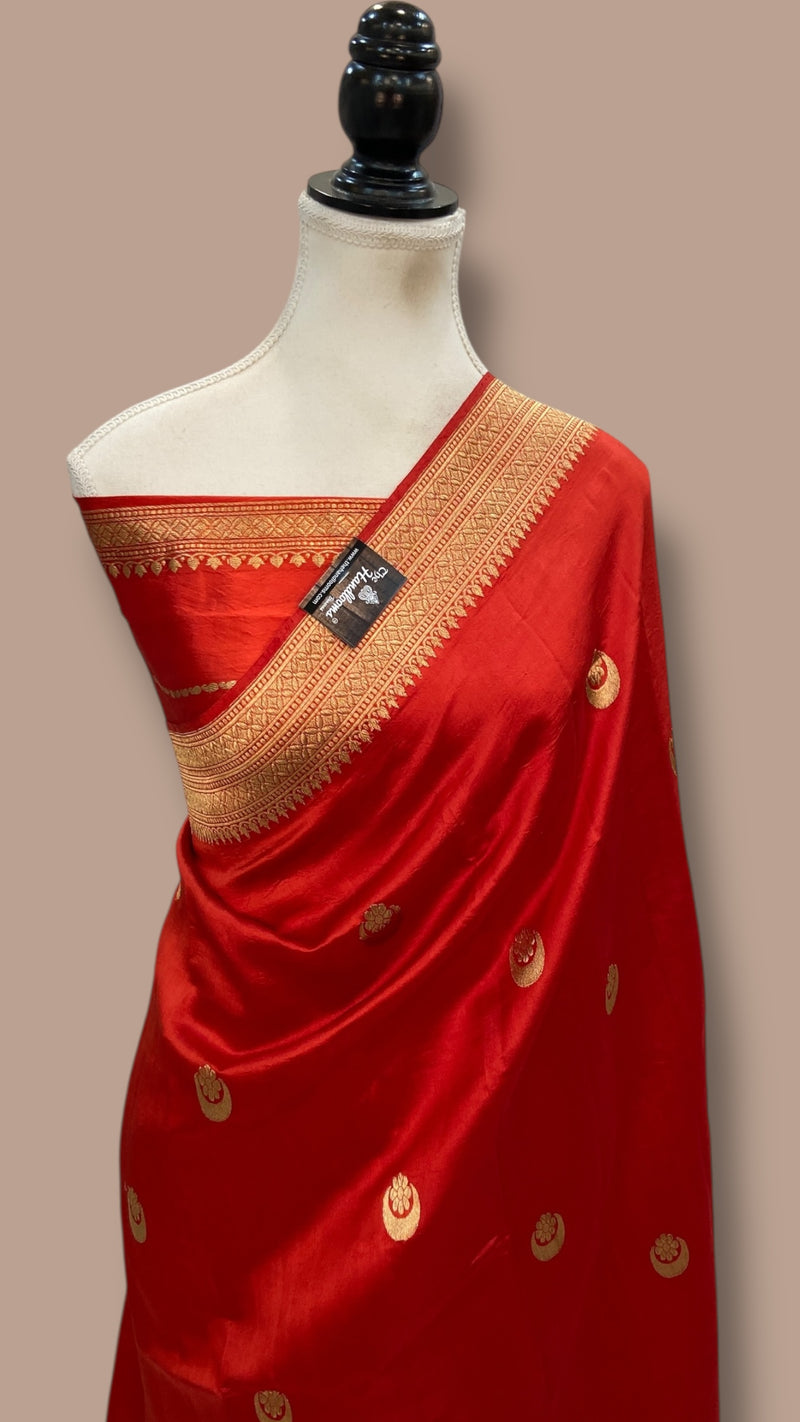 Pure Katan Silk Banarasi Handloom Saree - All over Kadua motifs - The Handlooms