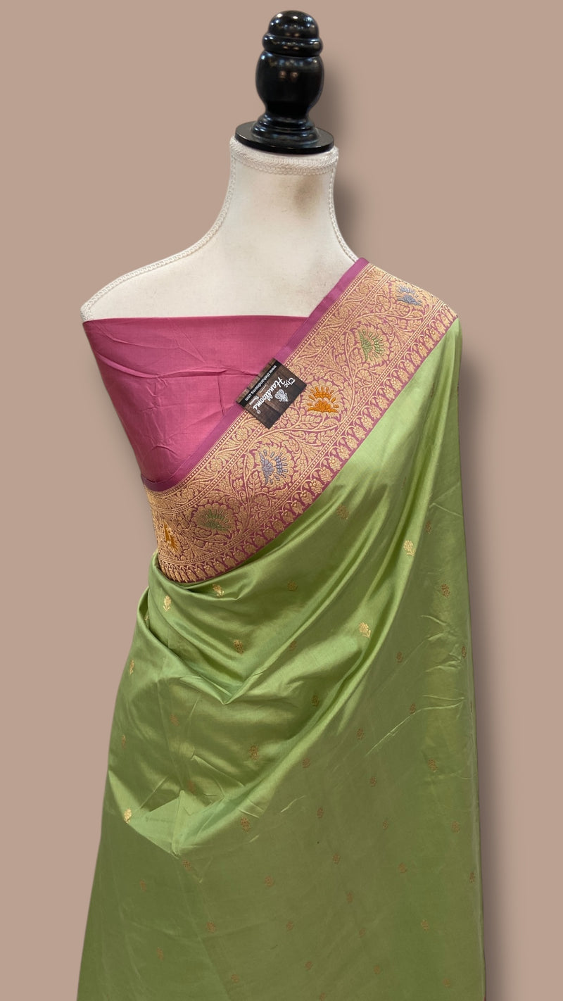 Pure Katan Silk Banarasi Handloom Saree - All Over Kadua Motifs - The Handlooms