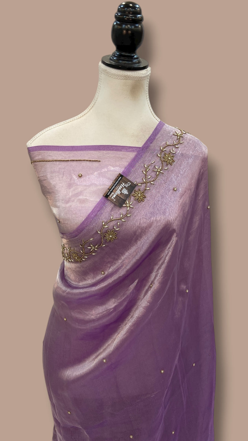 Pure Kora Tissue Handloom Banarasi Saree - Handwork - The Handlooms