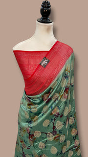 Pure Chiniya Silk Handloom Banarasi Saree Digital Print - The Handlooms