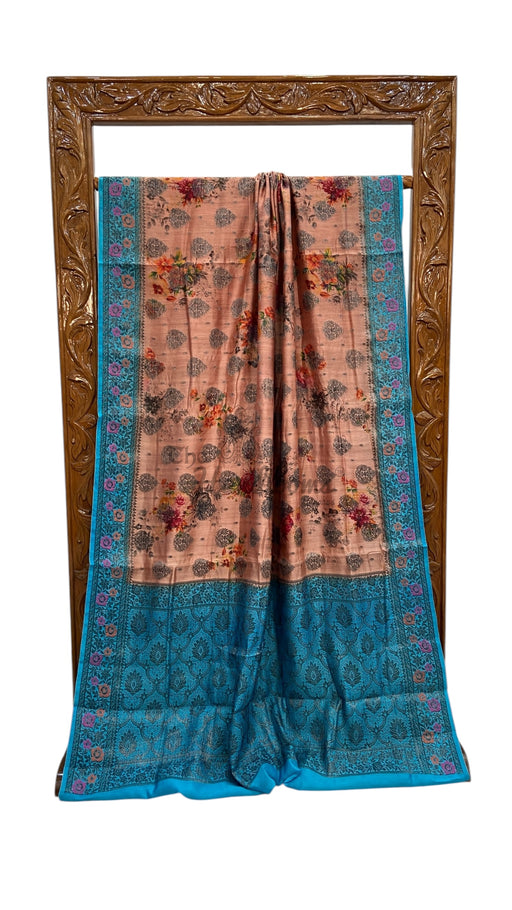 Pure Chiniya Silk Handloom Banarasi Saree Digital Print - The Handlooms