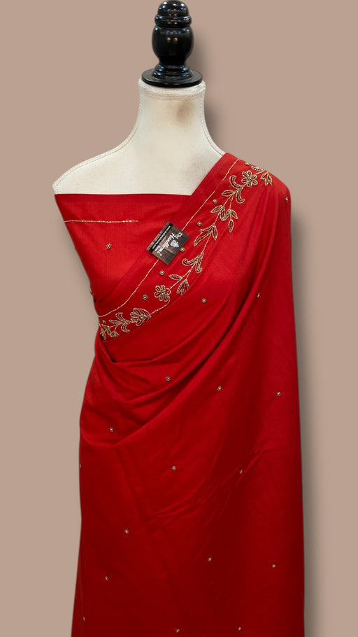 Pure Moonga Silk Handloom Banarasi Saree With Handwork - The Handlooms